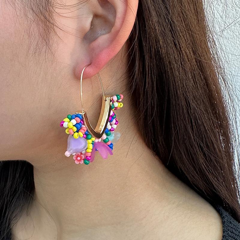 Pinkdudu 5 Color V Shape Acrylic Drop Earrings Elegant Temperament Cartoon Geometric Earring for Women Jewelry PD1439