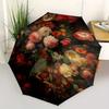 Floral Elegance: A Circular Canvas of Vibrant Blooms Umbrella, Portable 3-Fold Compact Umbrella for Men & Women R161