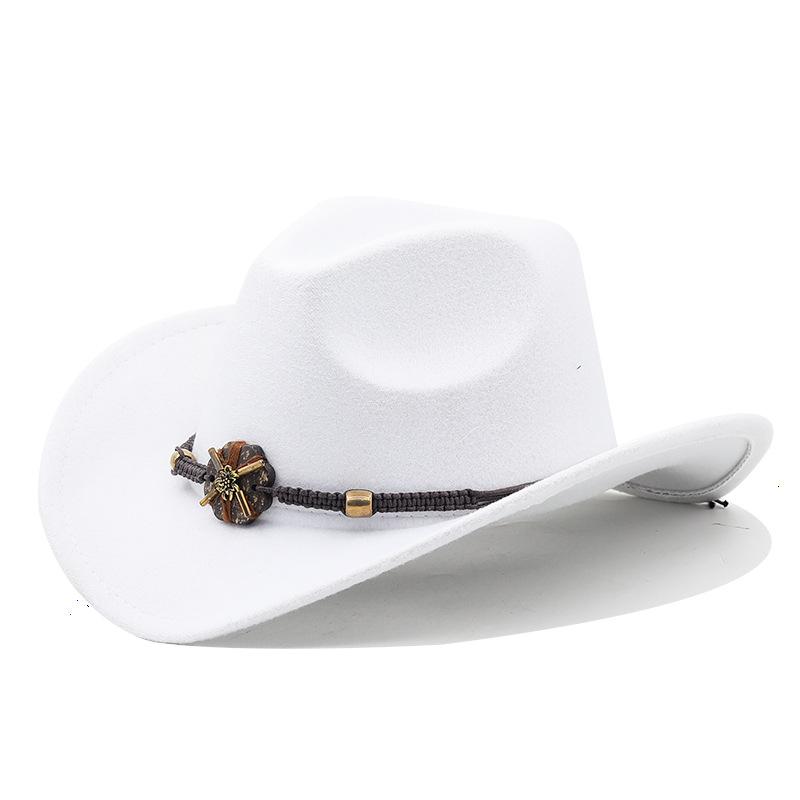 Hot-selling New Western Cowboy Hat Woolen Jazz Top Hat Men and Women's Ethnic Style Autumn and Winter Felt Hat Big Eaves Hat