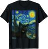 Black Cat Starry Night Van Gogh Cat Selfie Cat Mom Cat Lover Unisex T-Shirt Mens Womens Tees Top
