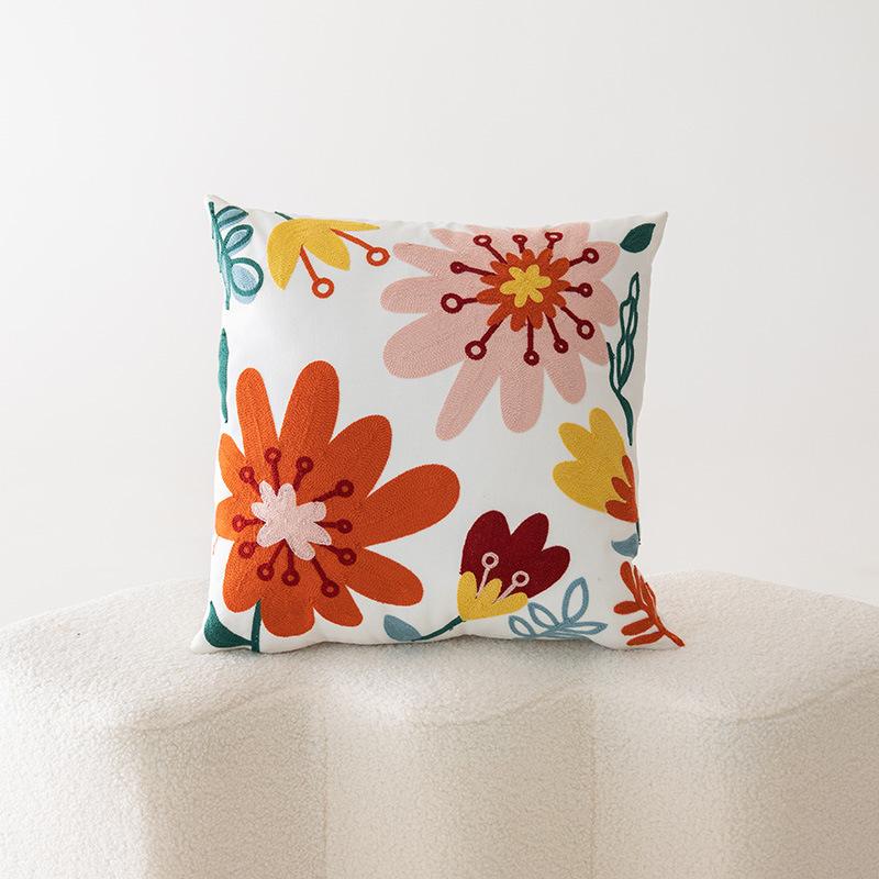 1pc Towel Embroidery Flower Pillow Cases Simple Home Living Room Sofa Decoration Cushion Cover Bay Window Without Pillow Core