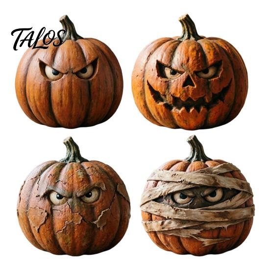 Rustikale Wohnkultur-Dekorationsartikel Halloween Holzkürbis-Figur, Gruseliges Ornament, Herbst Thanksgiving Tischdekoration Tischmitte für Party