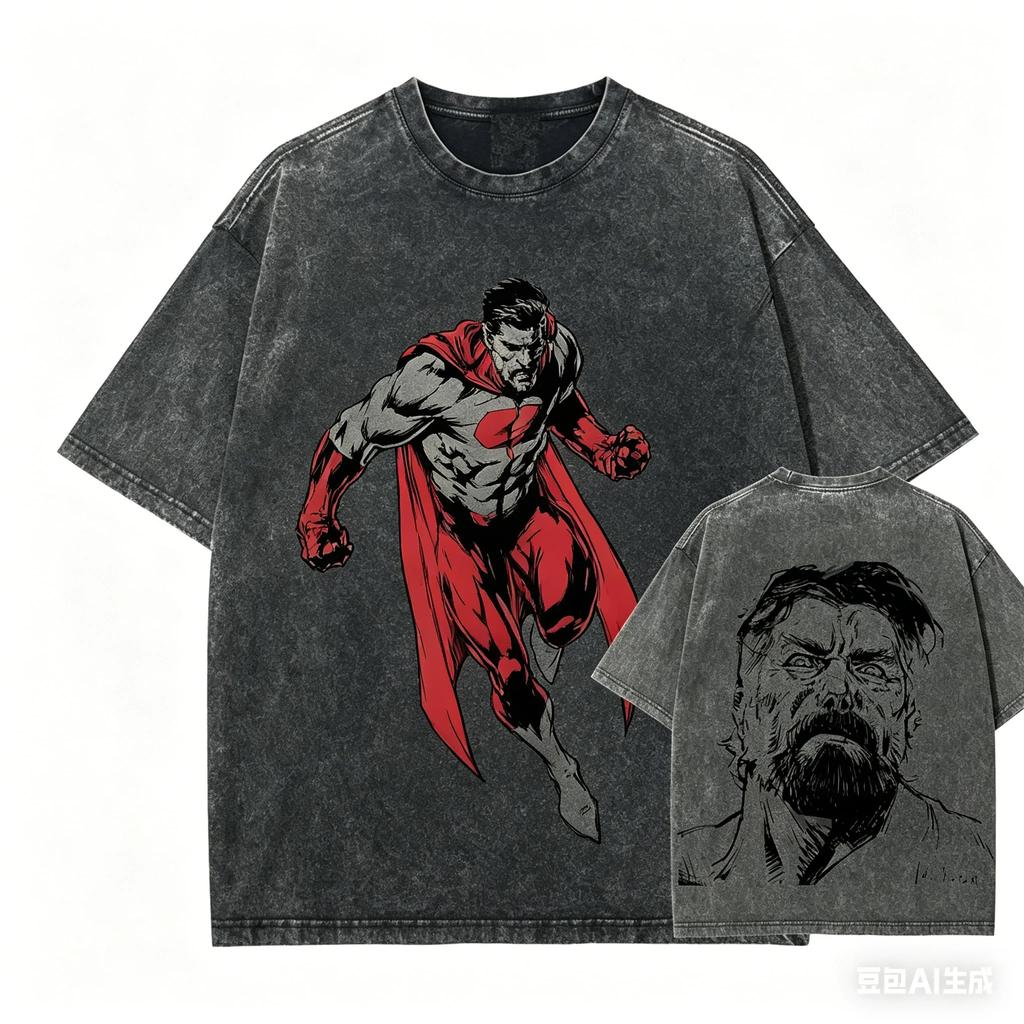 T-shirt Lavé Invincible Amoureux d'Anime Vêtement toute l'année personnalité Vêtements Grande Taille Unisexe Streetwear haute qualité Classique
