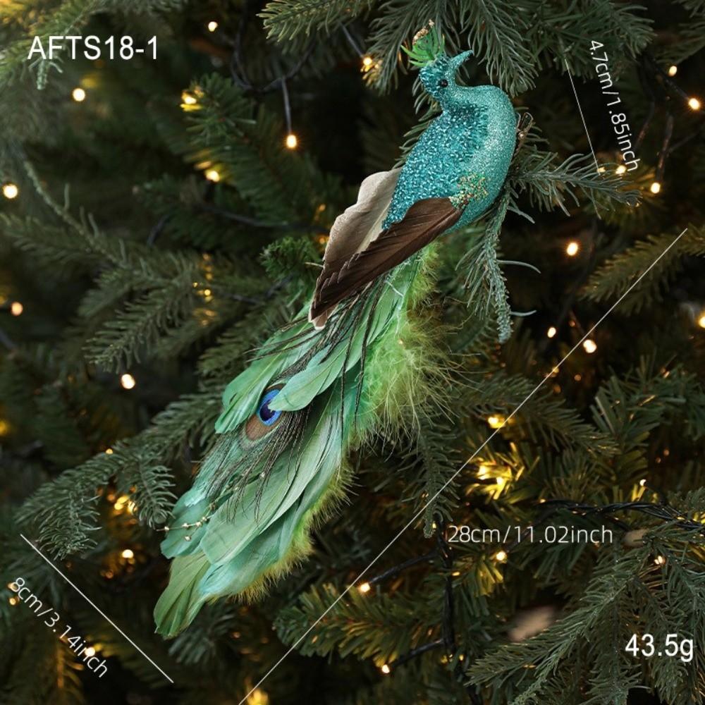 New Realistic Glitter Christmas Peacock Ornaments Glitter Simulate Simulation Bird Decor Faux Peacock Home Decor