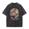 Rapper Chris Brown Breezy Big Face Graphic Vintage Washed TShirts Men Women Harajuku ONeck Cotton Casual Short Sleeve T Shirts