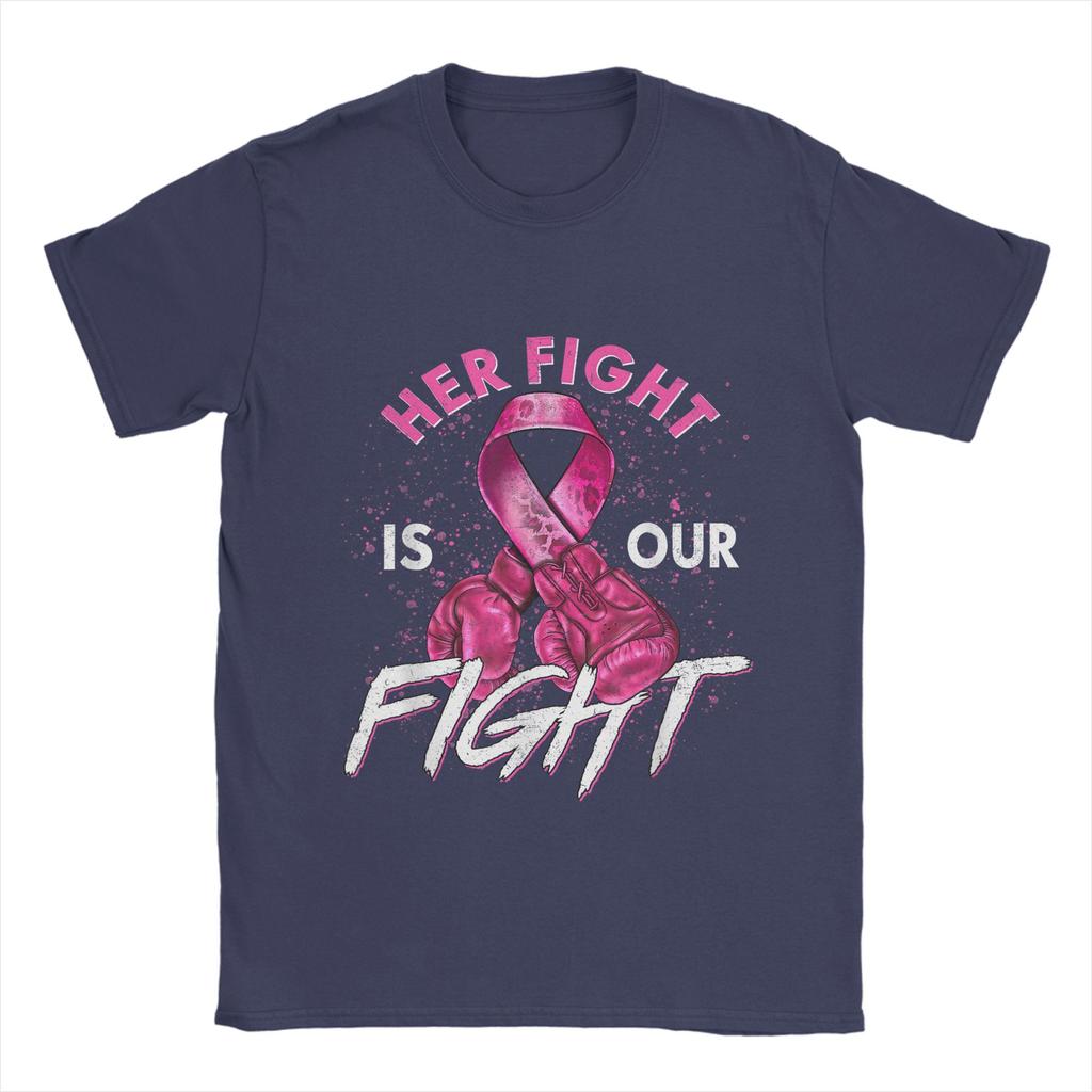 Vintage Fight Is Our Fight Breast Cancers T-Shirt Men O Neck Cotton T Shirts Short Sleeve Tees Plus Size Clothing
