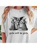 Two Witches Summon Demons With Letters Round Neck Wounisex T-Shirt Short Sleeve Fashion Print Half Sleeve Shirt Stretch T-Shirt