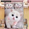 Super Carino Gattino Set Biancheria da Letto per Bambini Kawaii Ragazza Copripiumino King Queen Size Gatto Animale 2/3 Pezzi Poliestere Copripiumino (Nessun foglio)