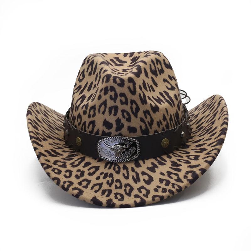 Felt Hut mit Leopardenmuster, Unisex, vielseitiger britischer Vintage Herbst/Winter Woll-Jazzhut, Europäischer und Amerikanischer Streetwear Modehut