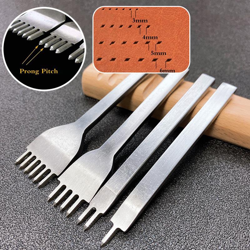 Ensemble d'outils de poinçonnage de trous d'artisanat du cuir, ciseau de trou en acier inoxydable, gravure de laçage, couture, outils de poinçonnage d'espacement