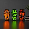 Halloween Casket Decor, DIY Bat Ghost Ornament with Lights, Spooky Graveyard Scene Prop for Party Home Haunted House