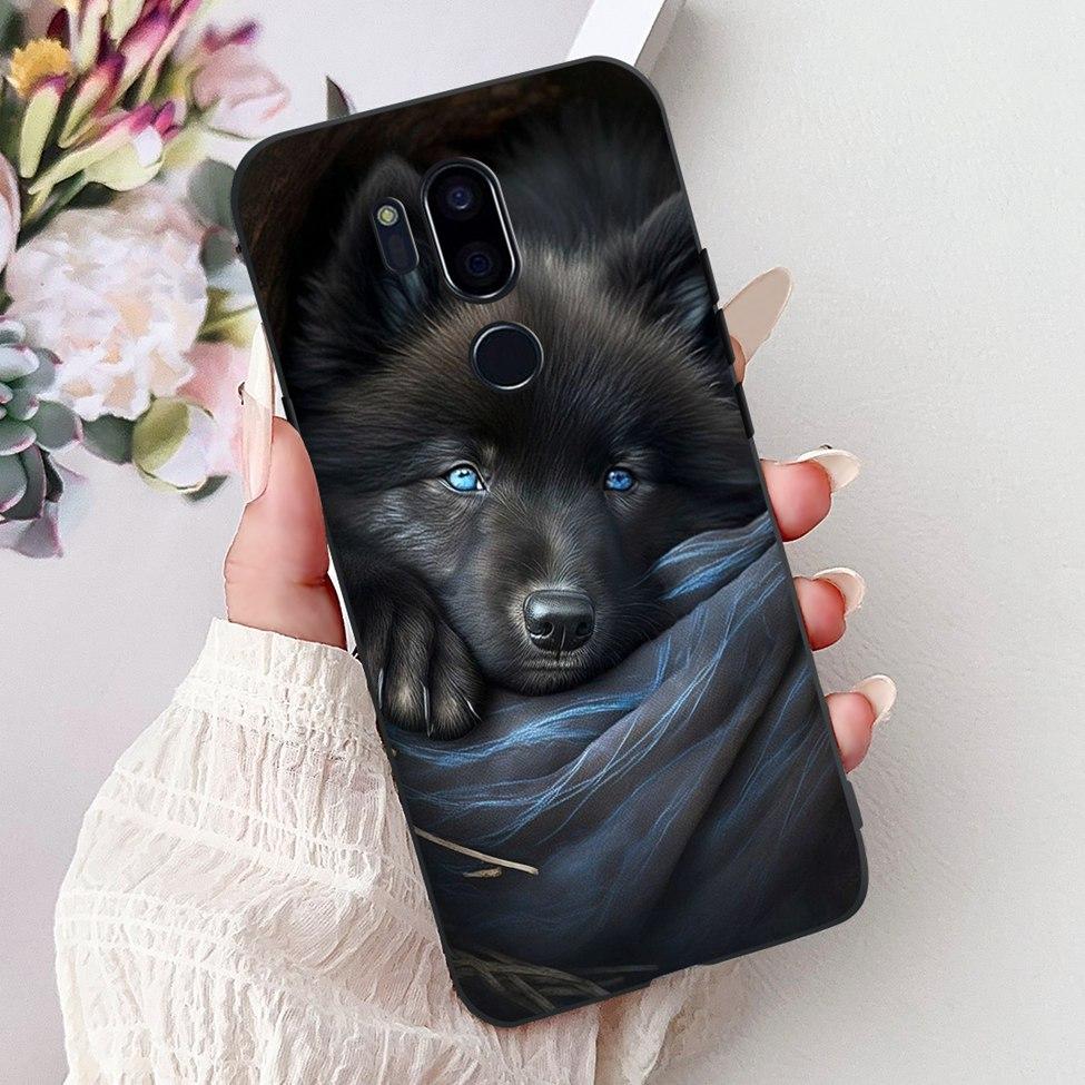 För LG G7 ThinQ Fodral Svart Silikon Söt Katt Mode Blommor Cool Målad Baksida För LG G7ThinQ Telefonfodral LMG710EM