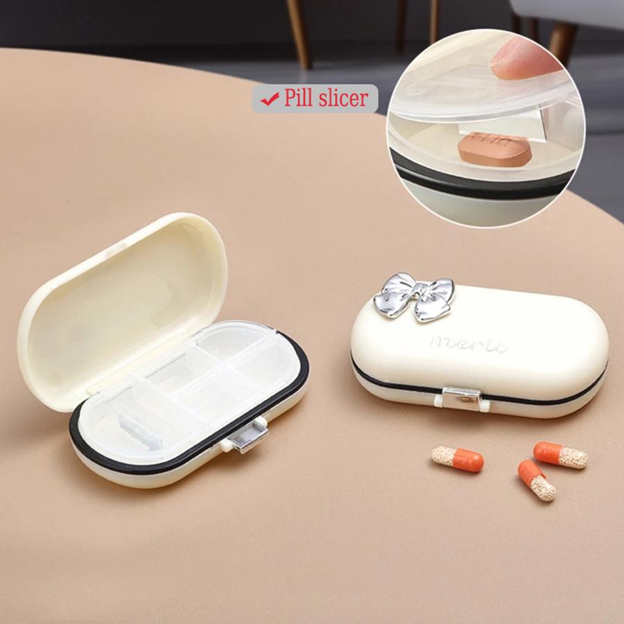 Moisture-proof Portable Pill Box Dispenser with 4/6 Cell Tablet Container Travel Pill Box Pill Knife Storage Pill Box