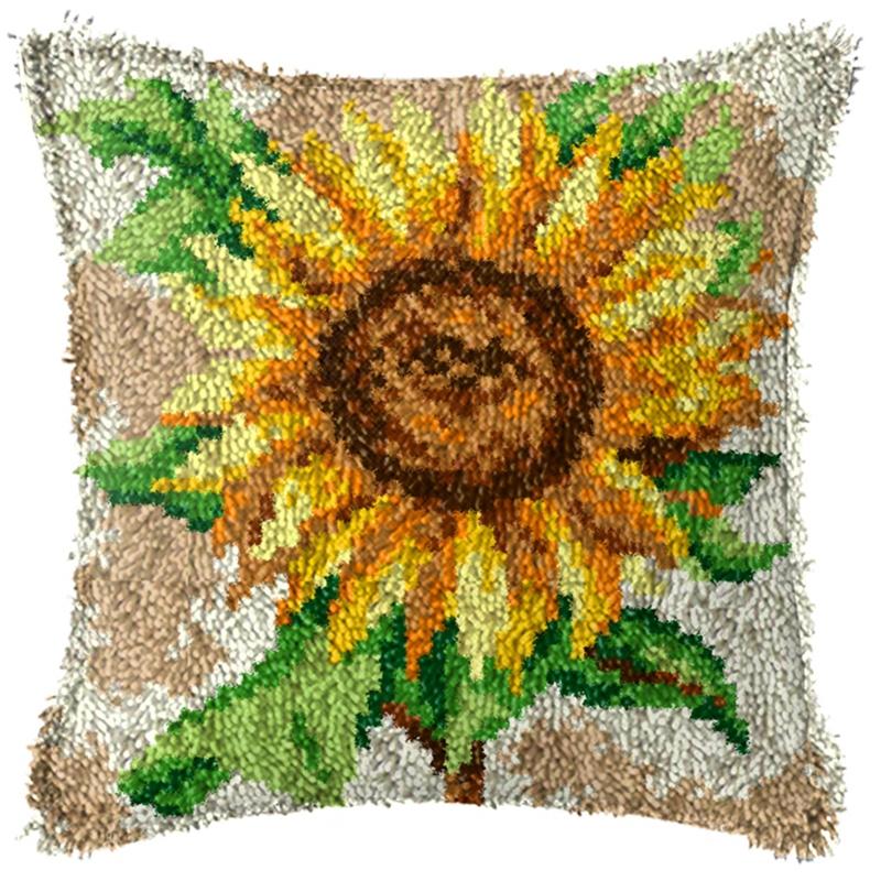 Flowers And Plants Pillow Embroidery Latch Hook Kit Carpet Plant Latch Hook Rug Button Pad Smyrna Package Cross Knooppakket Kits