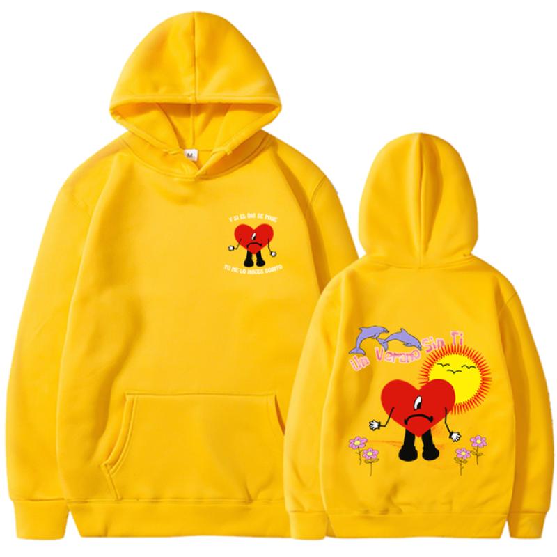 Trendy New Bad Bunny Pattern Printed Hoodie Unisex Hip Hop Street Sports Hoodie High Quality Hot Selling Top 2023