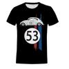 Käfer 53 Nummer Herren T-Shirt, Herbie Auto Kurzarm Einfache T-Shirts, Rallyeauto T-Shirts, Herren 3D Gedrucktes Schwarzes T-Shirt