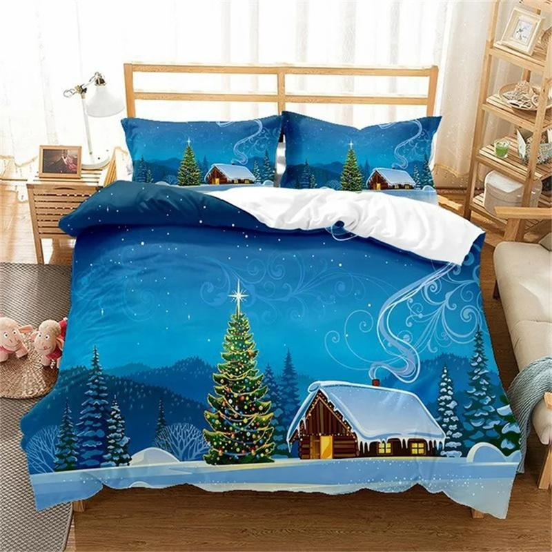 Premium Christmas Duvet Cover Girls Boys Kids Bedding Country Farmhouse Holiday Xmas Tree Cartoon Cute Snowman Comforter Bedroom Decor