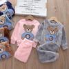 Autunno Inverno Abbigliamento Bambini Set Pigiama per Bambini Spesso Pile Abbigliamento da Notte per Bambini Set Due Pezzi Tute Calde da Casa Vestiti per Bambini