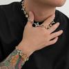 Ingemark Boho Luxury Colorful Crystal Chain Necklace Bracelet for Men Exquisite Creative Adjustable Link Couple Jewelry Set New