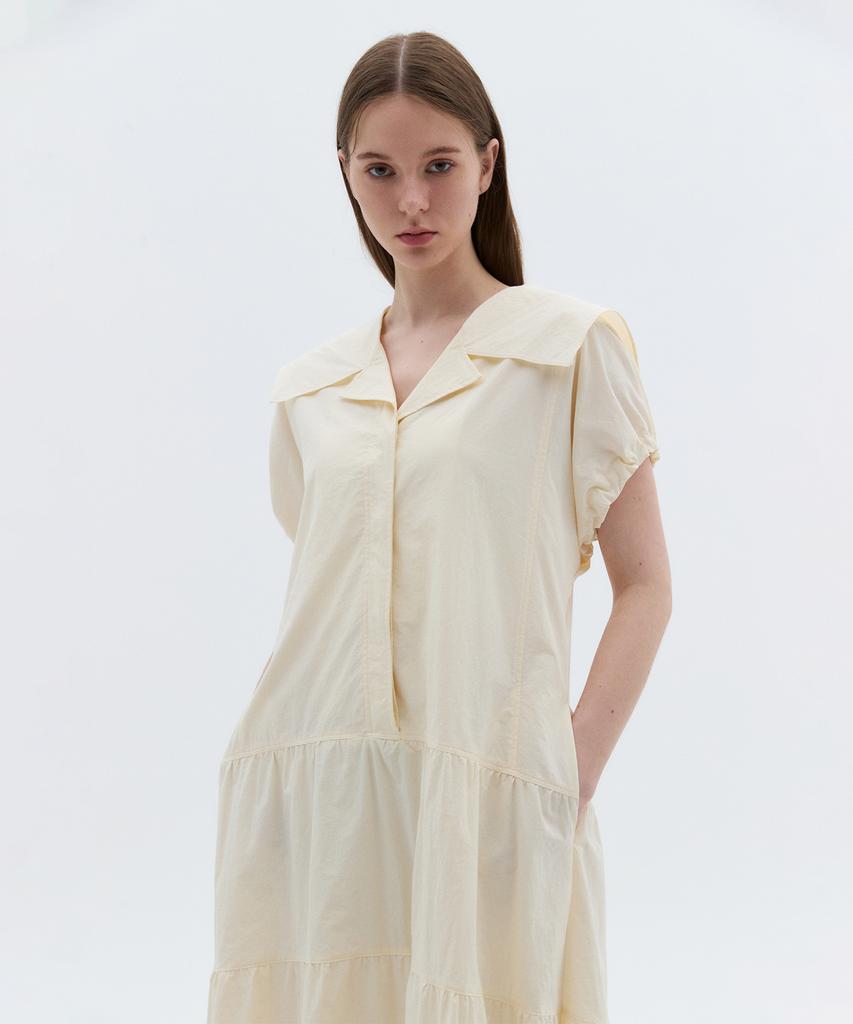 Ost Kaka Sailor Collar Tiered Maxi Dress Cream