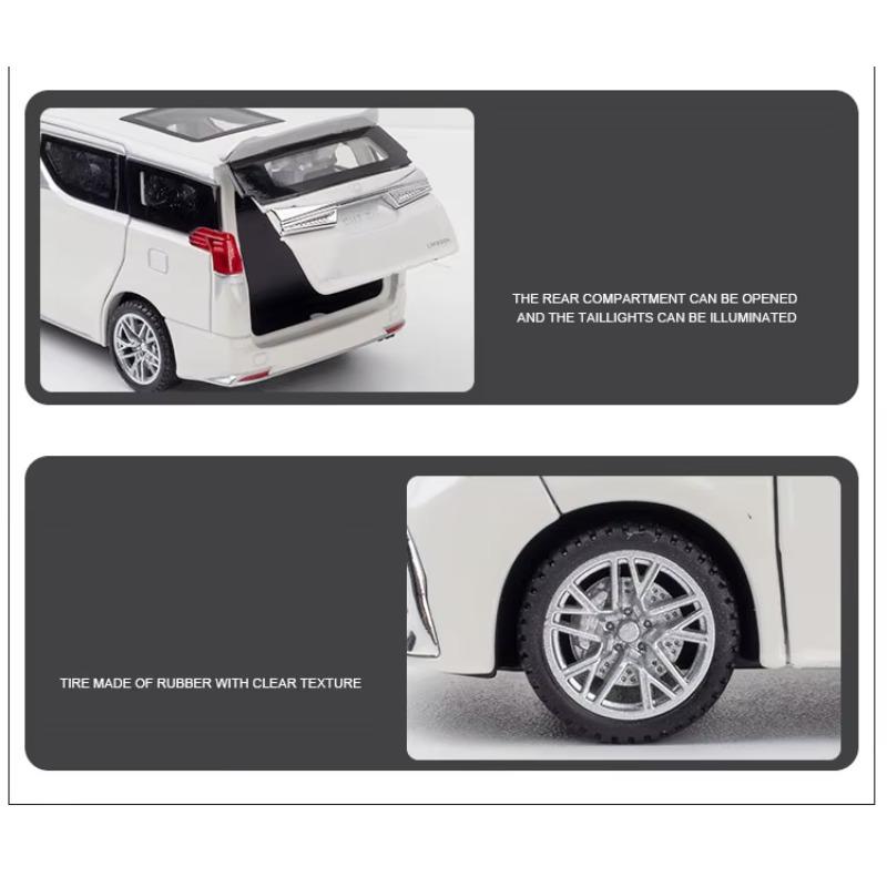 1/32 Lexus LM300h MPV Toy Car Diecast Metal Alloy Van Miniature Pull Back Sound & Light Collection Model Gift for Boy Children
