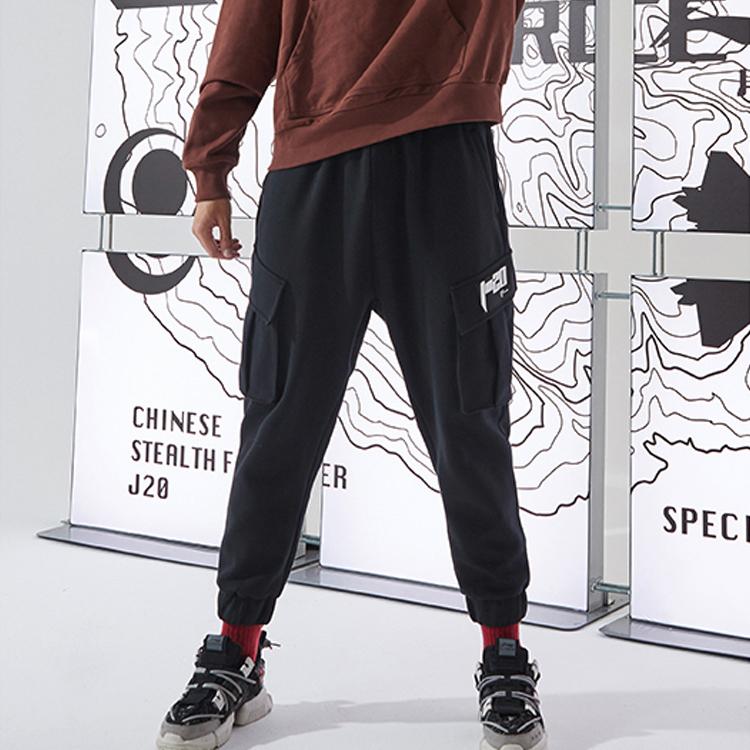 Li Ning X J20 Collaboration Loose Cuffed Flight Worker Sports Long Pants Unisex Pants Standard-Black AKLPA79-2