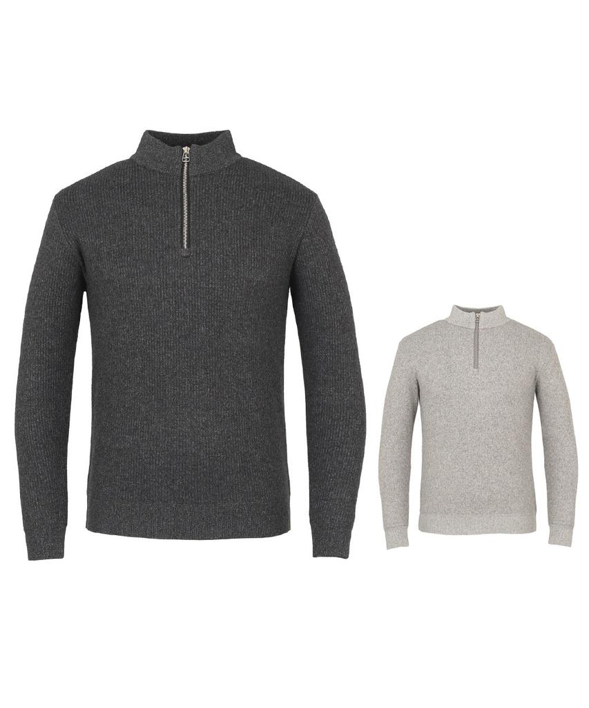 KIM YOUNG JOO GOLF Winter Brushed Simple Melange Men'S Golf Half-Zip Knit Dpwmnt50