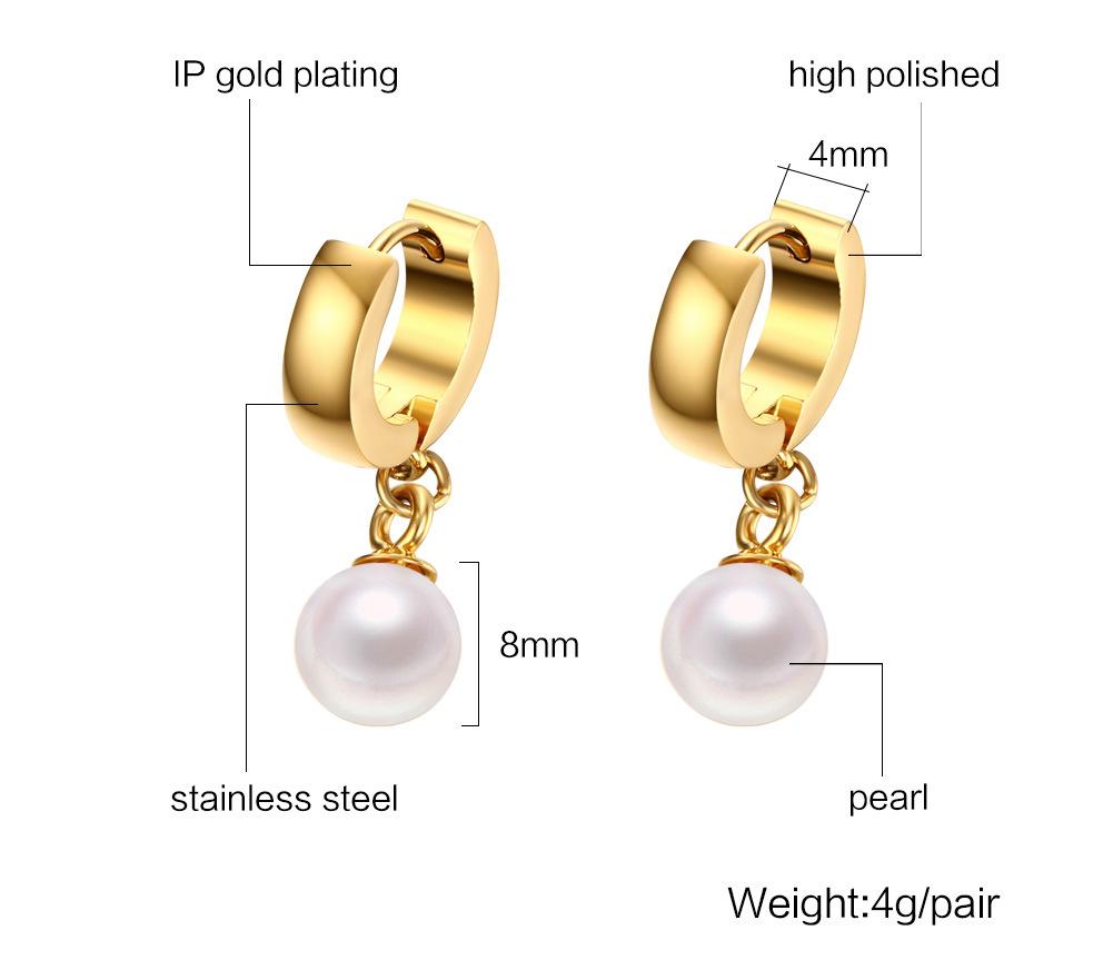 Multi, Earrings Accessories, Stainless Steel Ladies French Retro Imitation Pearl Earrings 18K Gold, Huayuan