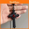 Gothic Cross Necklace With Red Crystal Pendant For Women And Men