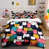 Colorful Cartoon Cat Faces. Bedding Sets Duvet Cover Sets Duvet Covers Pillowcases(1*Duvet Cover 2*Pillowcases Without Duvet Insert)