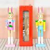 Wooden Rabbit Nutcrackers With Safe Paint 25cm High Decorative Toy for Easter Celebration & Kids Room Mood Gift