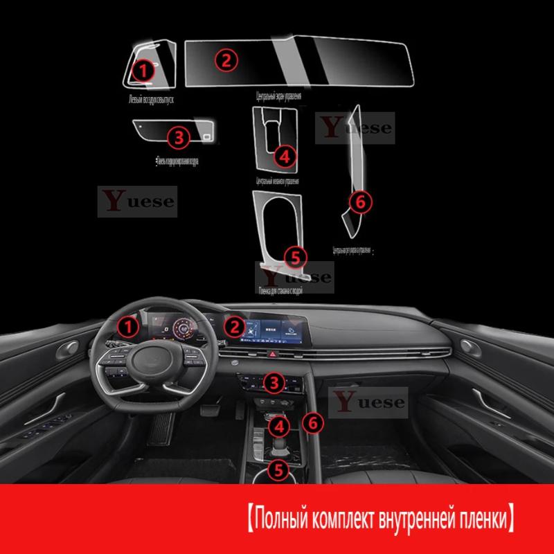 For Hyundai ELANTRA Car Interior Center Console Transparent TPU Protective Film Anti-scratch Sticker