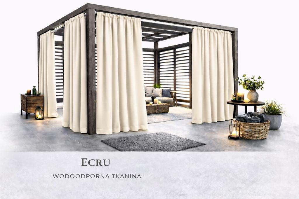 Zasłony Ogorodowe Wodoodporne 155X180 Zasłona Gotowa Zewnętrzna Taras Ecru