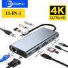 11 IN 1 USB C Hub Type C Docking Station To HDMI-compatible USB 3.0 Adapter PD 3.5mm Audio TF Card Reader Full Function Hub USB C Splitter
