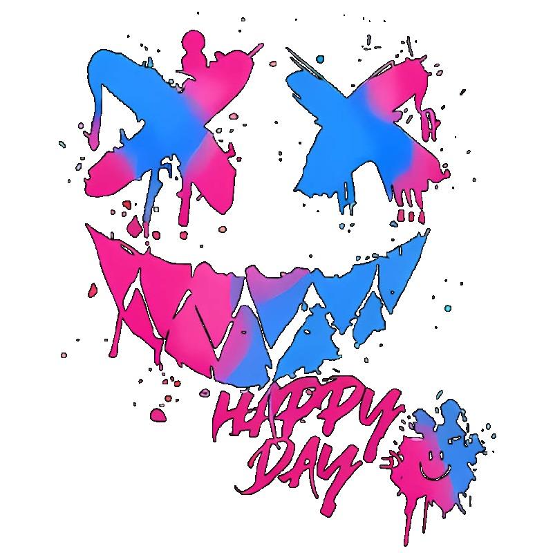 Women Casual T Shirt Black Colorful Skull Print Happy Day Text Halloween Party Wear