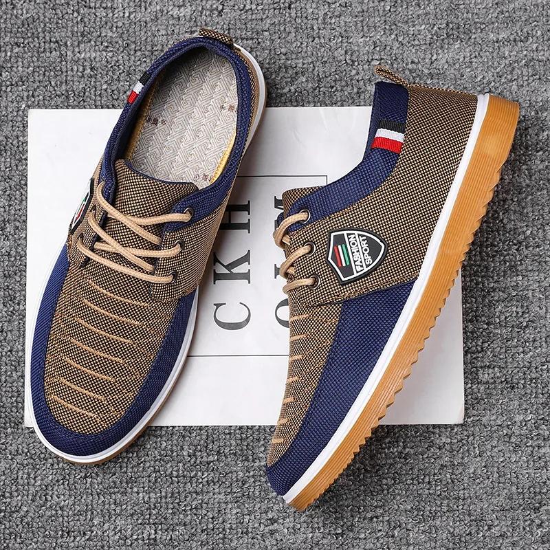 Newest Men'S Canvas Shoes Lightweight Sports Shoe Casual Mesh Breathable Vulcanized Shoes For Men Classic Fashion Lace Up Work Shoe