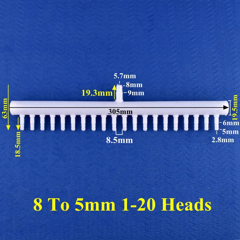 8-5mm 4~20 Head Oxygen Gas Diverter Aquarium Fish Tank Hose Joint Air Pump Oxygenation Distributor Porous Gas Drainage Connector