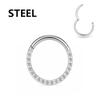 Steel Hinged Segment Hoop CZ Stone Nose Ring Nipple Clicker Ear Cartilage Tragus Helix Lip Earring Piercing Body Zircon
