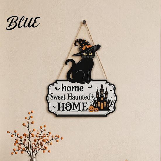 Unique Holiday Gift Ideas Halloween Wooden Welcome Door Sign Black Cat Ghost Pumpkin Hanging Decor Indoor Outdoor Decorations for Porch Rustic