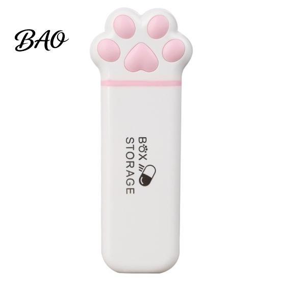 Leak-proof Pill Box Portable Box, Cute Cat Paw Design, with Sealed Buckle Lid, Moisture-Proof 3 Compartment Organizer, Medicine Holder for Adults And