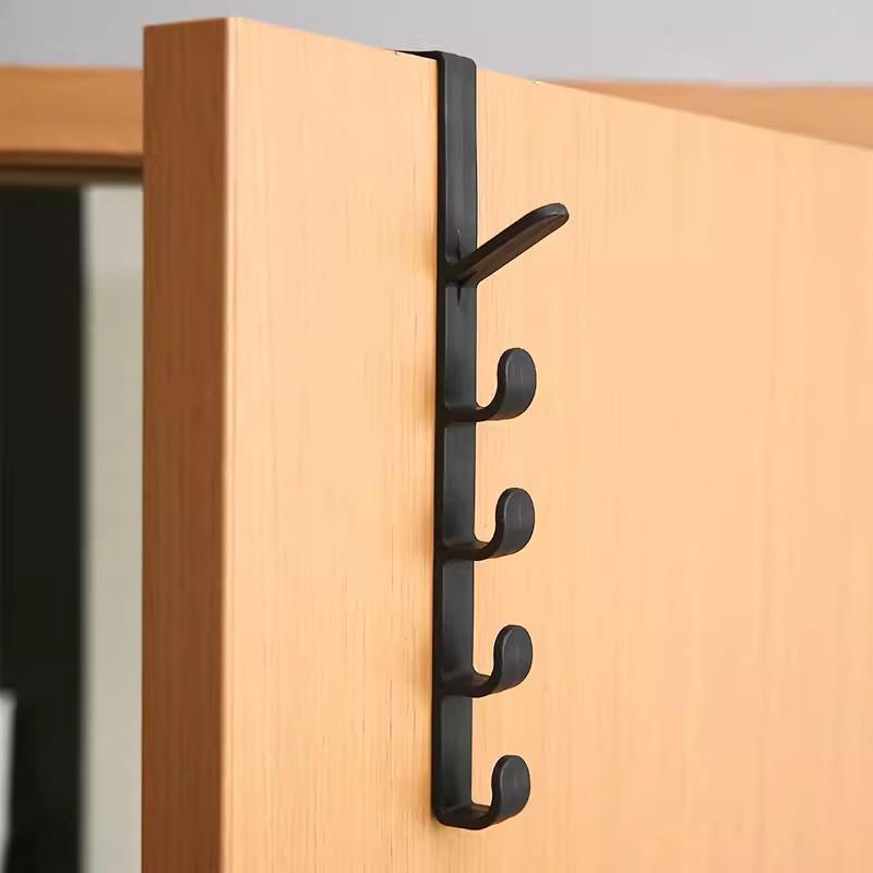 Fivesegment Door Hook Coat Bag Towels Cap Hair Bands Seamless Holder Home Bedroom Storage Organization Plastic Pure Color Rack