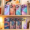 Luxury Pink Blue Oil Painting Phone Case For iPhone 17, 16,15,14,13,12,11 Plus,Pro Max, Others Soft Black Cover