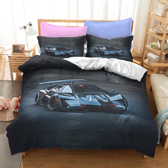 Sports Car Duvet Cover Sets Race Car Bedding Sets With Pillowcases For Teenagers Kids Boys Cool Bedroom Decor