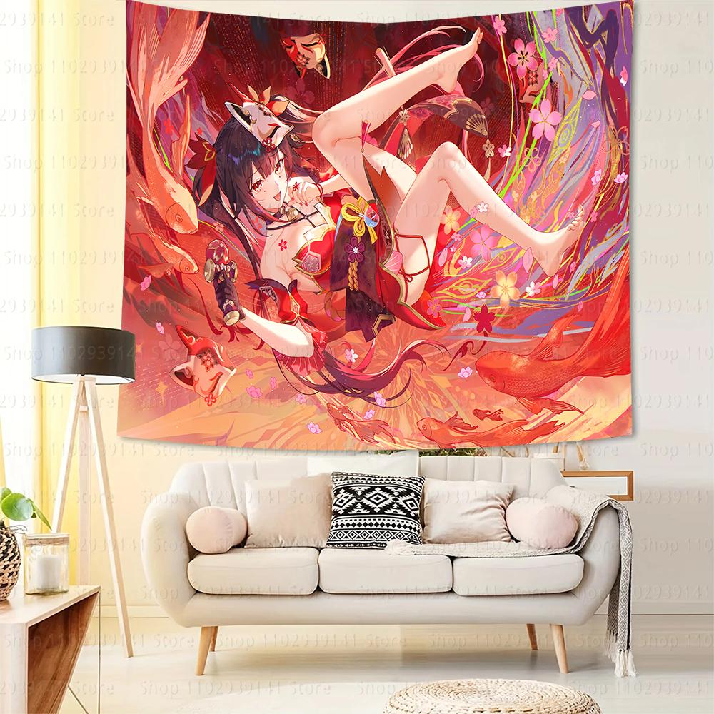 90x150cm Anime Honkai: Star Rail Sparkle Wandteppich Kawaii Wanddekoration Niedliches Geschenk Fahnen Anime Hängebilder 120x180cm