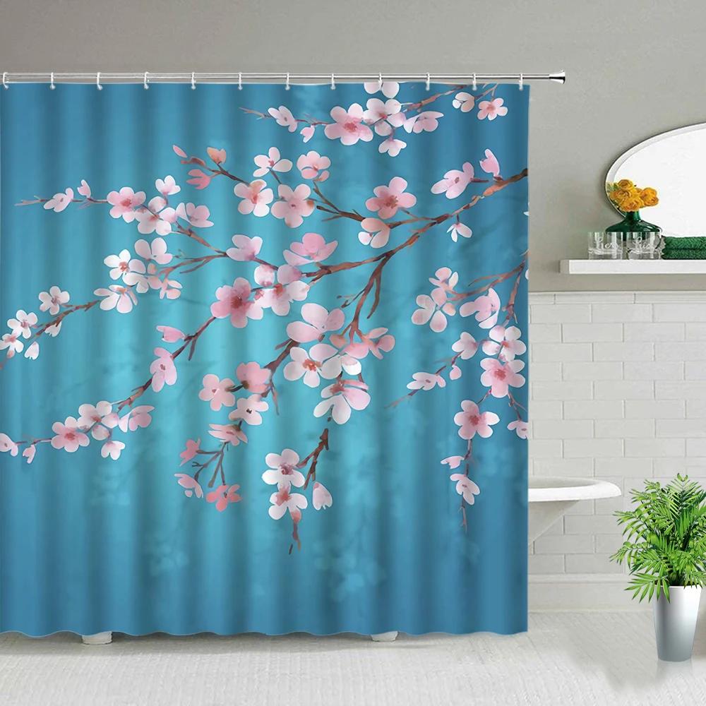 Chinese Style Flower Birds Shower Curtains Waterproof Bathroom Curtain 3d Printed Fabric With Hooks Bathtub Decor Bath Curtain
