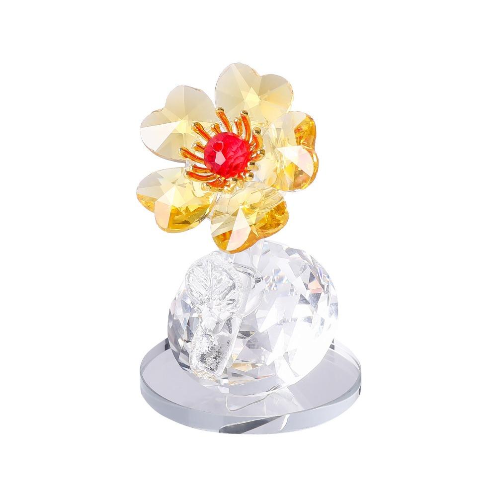 Handgefertigte Kristallblumen-Statue Verzierung Rose Tulpe Künstliche Blumenfigur Glänzende Klare Basis Tischpflanzen Sonnenfänger
