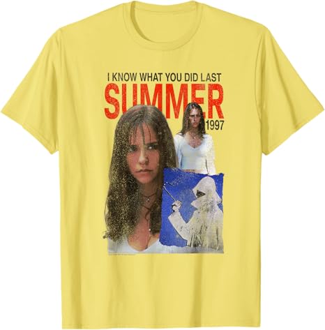 Ich weiß, was du letzten Sommer getan hast Poster Collage Retro Horror T-Shirt Halloween Kostüm Neuheit Geschenk Y2k Mode Streetwear Outfit