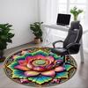 1pc Lotus Mandala Chair Carpet for Office, Round Non Slip Durable Large Size Office Carpet, Suitable for Office