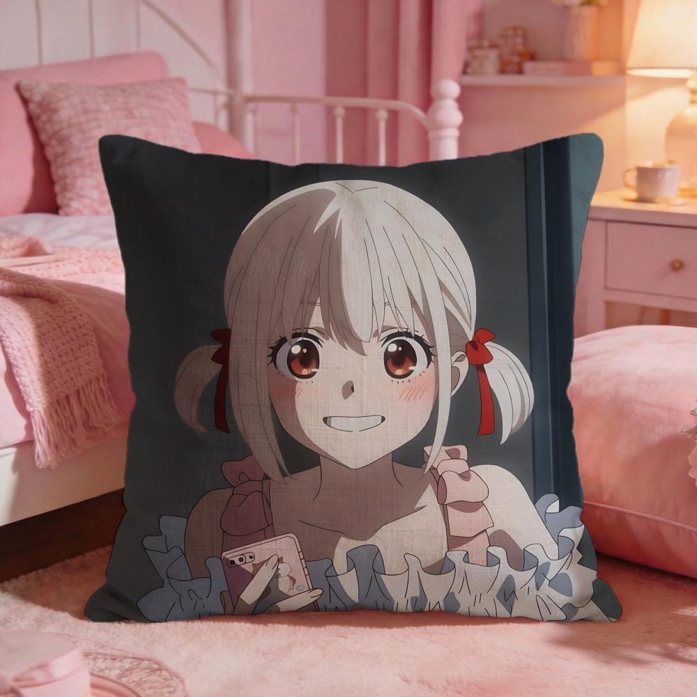 LLycoris RecoilS Anime Cushion Cover Premium Comfort Reversible Pillow Cove Two In One Design For Any Room Car Interior