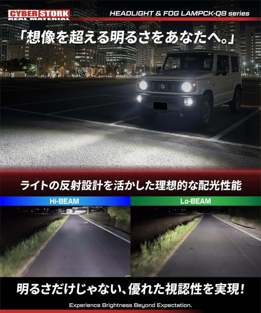 CYBERSTORK (Japanese Manufacturer) H4/H19 LED Headlights, 128,800cd, White, Vehicle Inspection Compliant, 6200 Lumens, Wireless Installation, 6500K, E